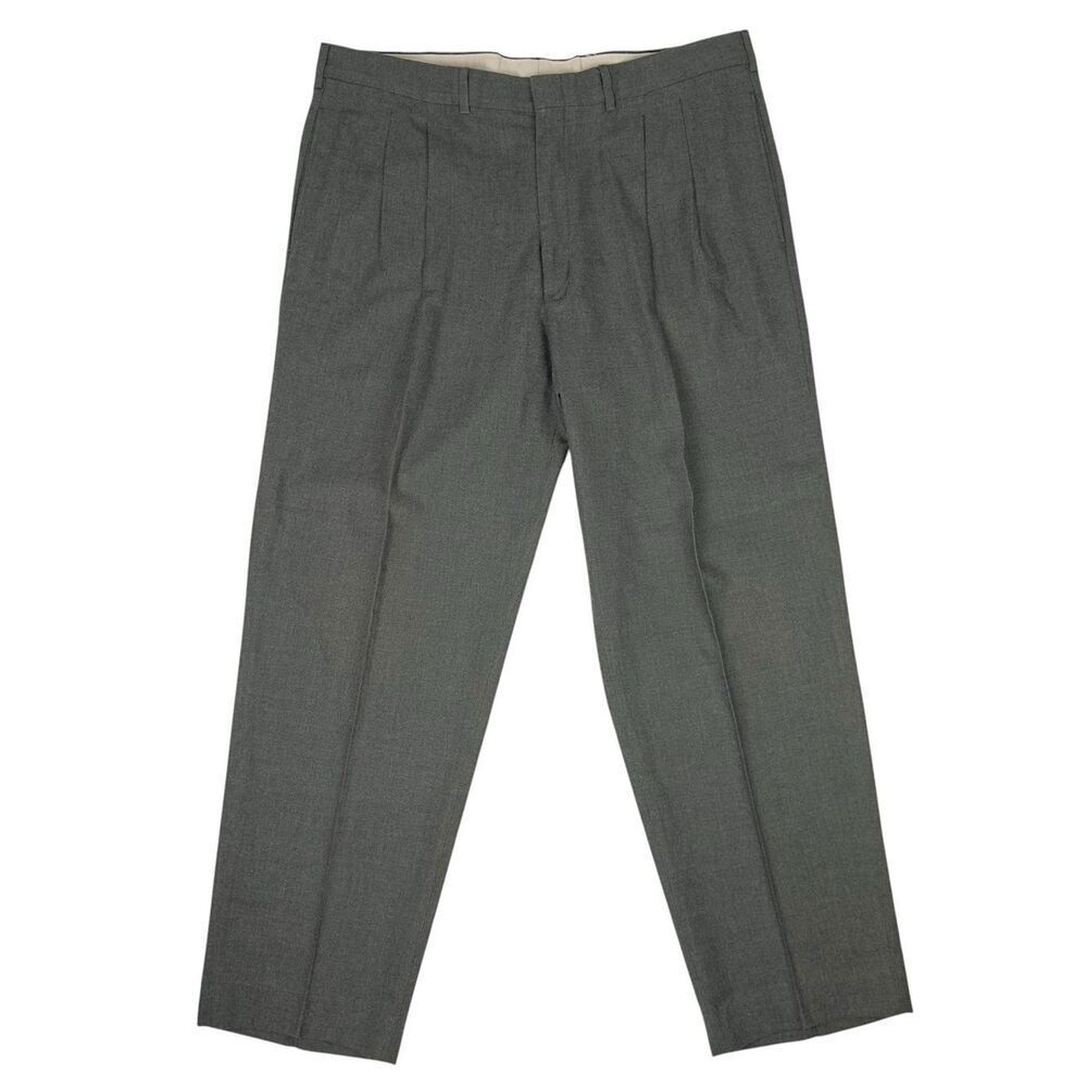 Farah Trousers Men 39x30 Olive Formal Pleated Classic Tailored Vintage Business
